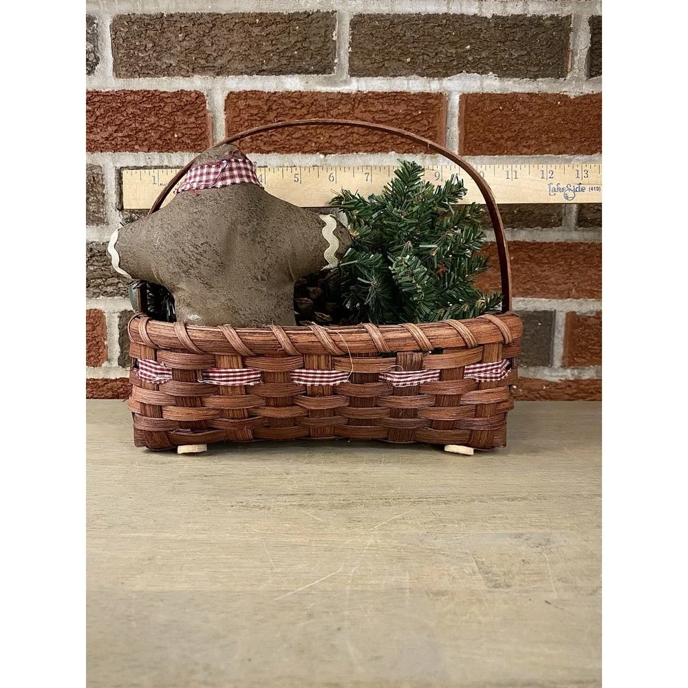 Primitive Hanging Basket Door Woven Rustic Cottage‎ Core Farmhouse Christmas
